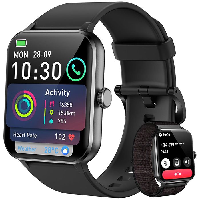 Montre Connectée Blackview R5 Smartwatch Podometre Cardio pour iOS Android Montre Sport Calories Chronomètre Fitness Tracker - Noir