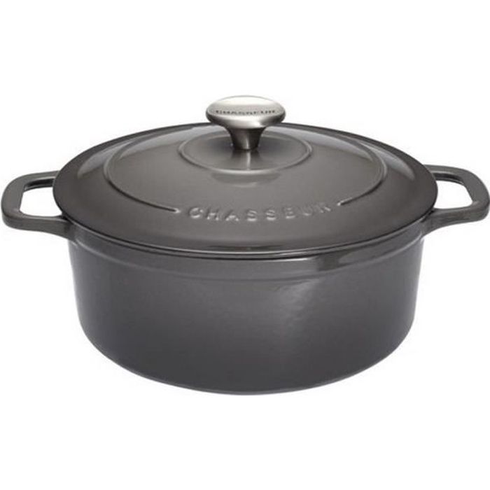 Chasseur - cocotte ronde en fonte émaillée 20cm caviar - puc472089