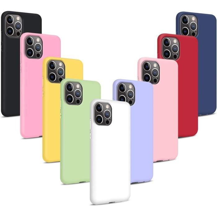 9X Coque iPhone 12 Pro Max Ultra Mince Souple en TPU Silicone Couleurs de SucrerieNoir Bleu Vert Menthe Rouge Blanc Ros Q