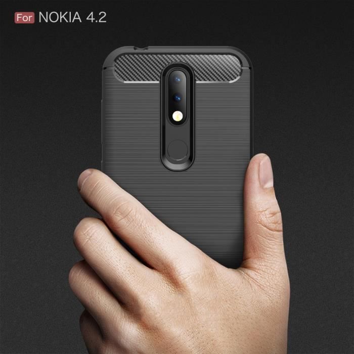Nokia 4.2 Carbone Noir Coque Housse Etui En Silicone Gel Souple hfs-house®