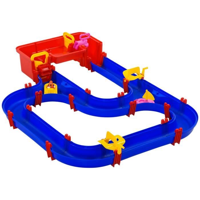 Circuit aquatique enfant - circuit d'eau - jeu plein air enfant - jeu d'eau - total 53 accessoires inclus - PP bleu rouge