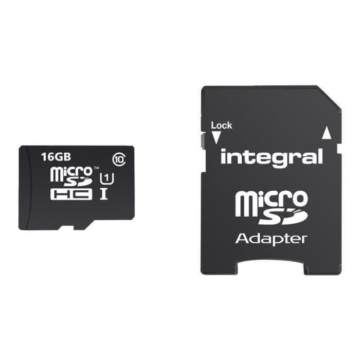 INTEGRAL Carte mémoire flash - 16 Go - Class 10 microSDHC -INMSDH16G10-90SPTAB - Smartphone et Tablette