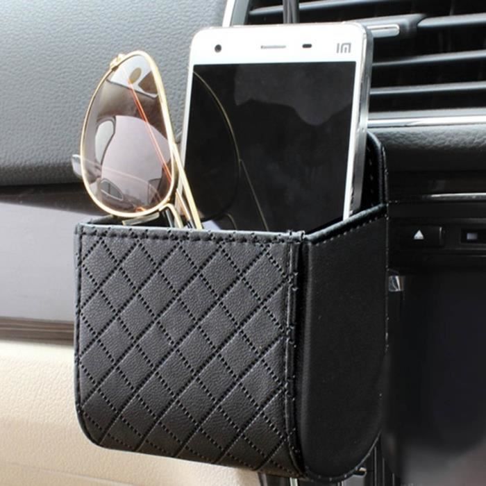 LACKINGONE Sac a Rangement de voiture Range Voiture Support Boîte de Rangement en Cuir PU avec Crochet
