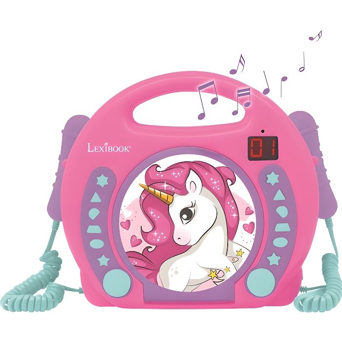 LEXIBOOK Lecteur CD avec microphones Licorne