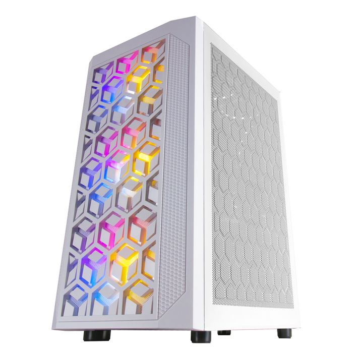 Mars Gaming MCMESH Blanc - Boîtier PC Gaming Micro ATX - Total Mesh Design - 3x Ventilateur FRGB