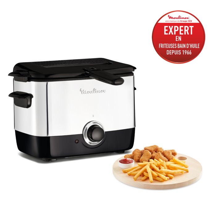 MOULINEX AF220010 Minifryer, Petite friteuse, Peu d’huile, Contrôle simple, Thermostat réglable, Facile à nettoyer, Compacte, Légère