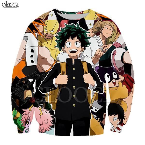 Sweat-Shirt Homme,Sweat-shirt animé pour filles Toga Himiko My Hero academy, avec avertissement imprimé 3D, pour hommes et femmes,