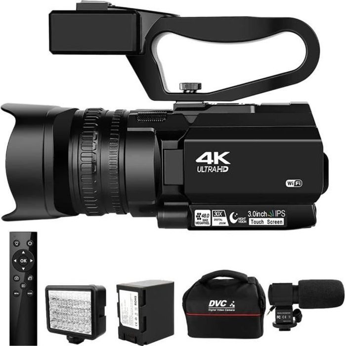 Caméscope 4K Ultra HD 48MP caméra vidéo pour YouTube en direct Streaming 30X Zoom numérique IR nuit KOMERY écran tactile