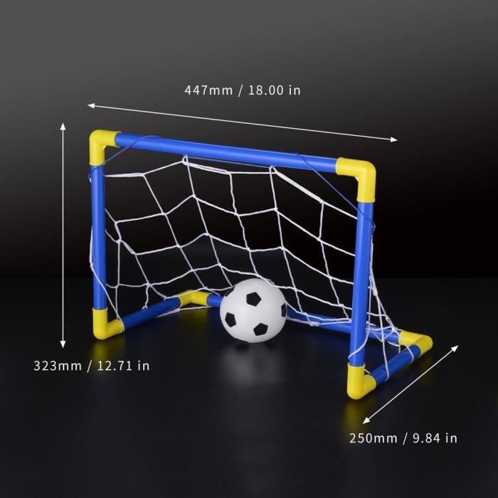 Mini filet de poteau de but de football de football pliant avec jouet de sport pour enfants, bleu et jaune