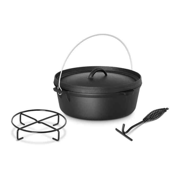 Four Hollandais Marmite Cocotte Faitout en Fonte Néerlandais Royal Catering RCPP-6QTH (6 l, Lève-Couvercle, Couvercle, Avec Support)