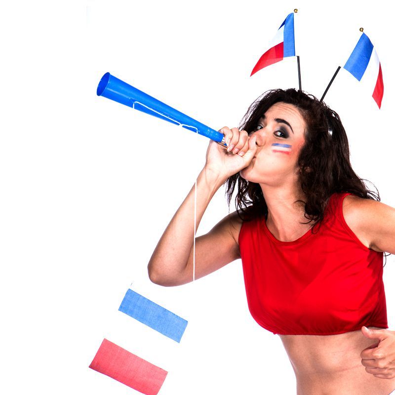 Trompe de supporter 35 cm avec drapeau francais...