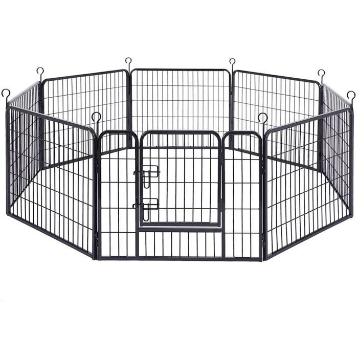FEANDREA Luxe Parc Enclos pour Chiens 77 x 60 cm Chiots Animaux de compagnie, Noir PPK86H