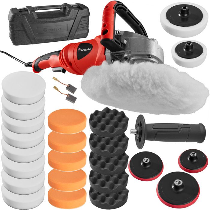 TECTAKE Polisseuse Rotative jusqu’à 3000 tours par minute et Set 8 Accessoires