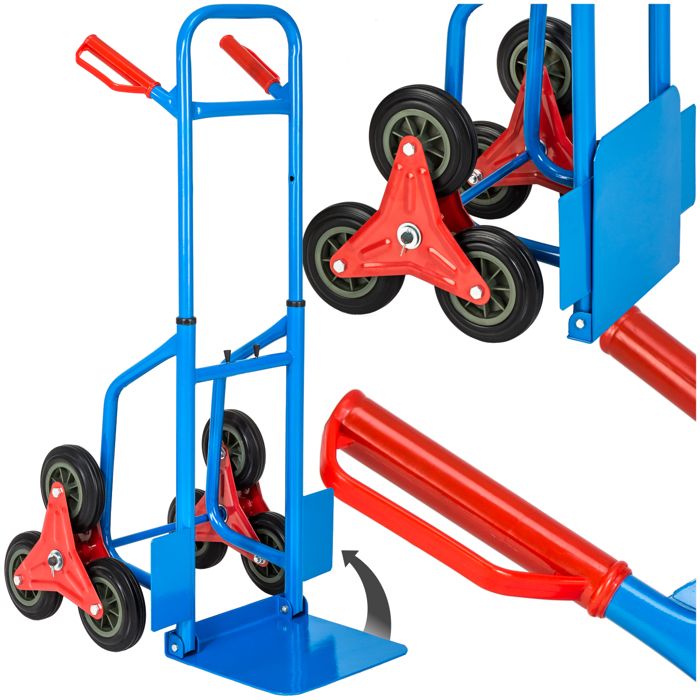 TECTAKE Diable Monte Escalier 6 Roues - Capacité 100 kg en Acier 103 cm x 49 cm x 66 cm Bleu