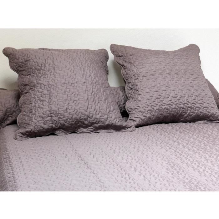 Couvre-lit taupe 240x220 2 taies d'oreiller