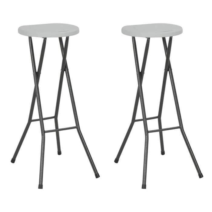 Chaise de bar pliante 2 pcs HDPE 35 x 44 x 80 cm Blanc - Sièges d'extérieur - Chaises d'extérieur - Blanc - Blanc