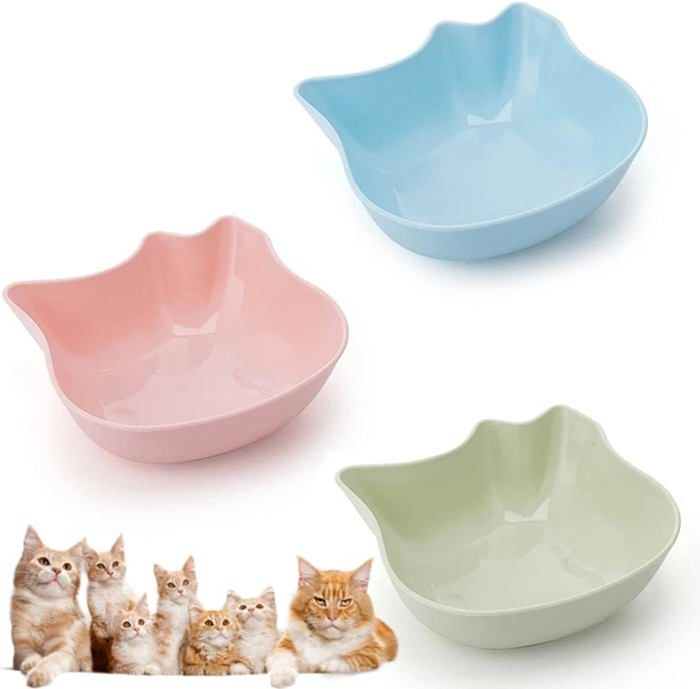 Bols d'alimentation pour chats, 3 pièces, antidérapants, polyvalents, en plastique