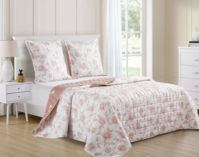 Couvre-lit matelassé - B-2-208 - 220x240cm - 100% Coton - Rose - 2
