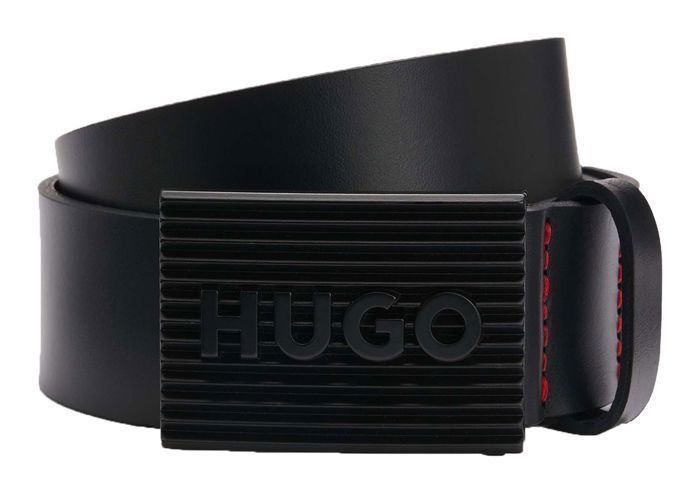 HUGO Ceinture noir pour homme Leather Belt 277760 noir