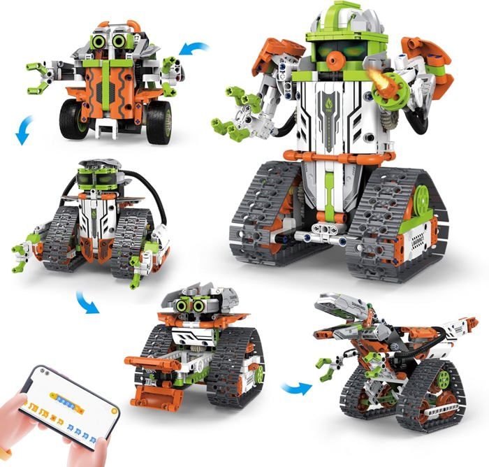 Robot Télécommandé Sillbird 5-en-1 - STEM, Programmable Par App, Rechargeable, Pour 8-12 Ans