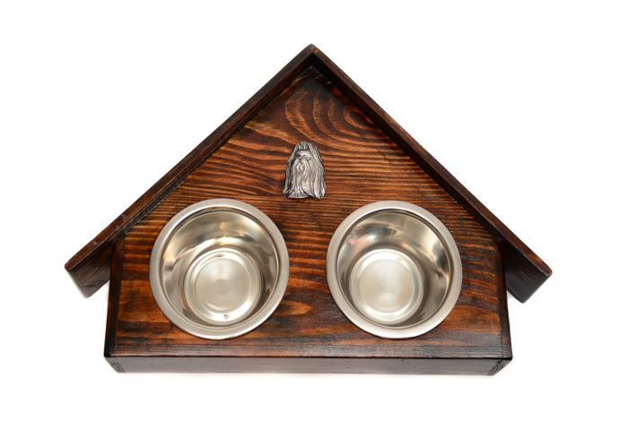 Shih Tzu Shi tsu Shi-Tzu Szi-cu Szitzu - support en bois avec gamelles pour chien un cadeau pour adopter un chien par Art-Dog