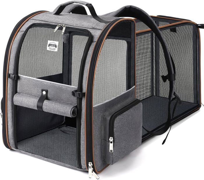 Sac Transport Chat avec Entrées, pour Chien, Respirant Sac a