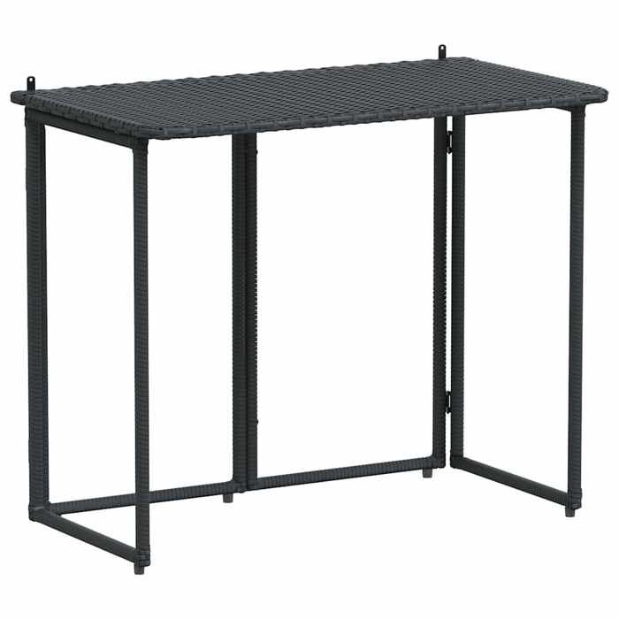 （Noir） Table de jardin Aspect Bois 4 places - pliante noir 90 x 51 x 75 cm polyrotin SOLDES58541