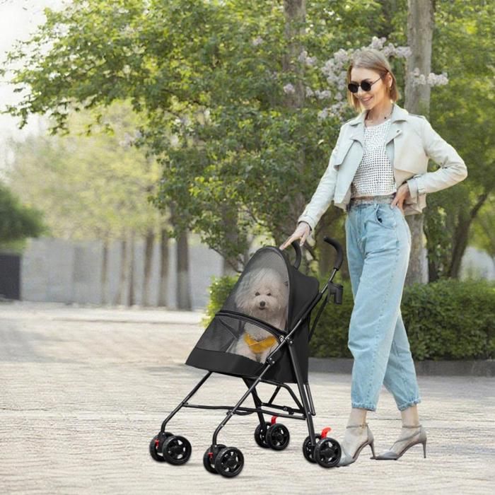 poussette pour animaux-Amiremplie -Poussette pour animaux - Chariot pliable pour animaux dextérieu-97*45*55cm noir