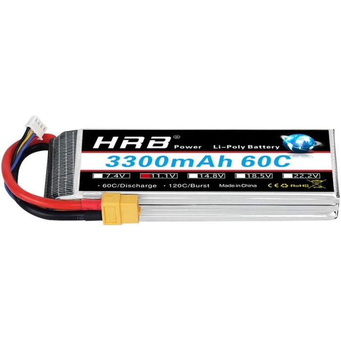 SANKAKU Batterie LiPo 3300mAh 100C 3S 11,1V Avec Connecteur XT60 – Lot De 2 Pour Voitures, Bateaux Et Drones RC