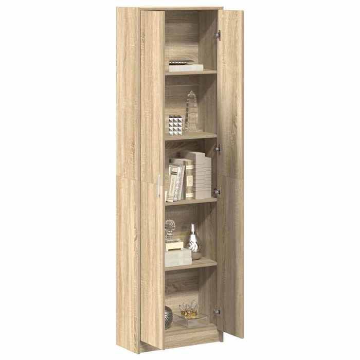 Armoire en bois dingénierie - vidaXL - Chêne sonoma - 55x25x189 cm - 5 étagères - 2 portes - Grand espace de stockage