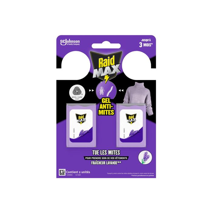 Gel Anti-mites Textiles Senteur Lavande - 2 X 3 G Gel Anti-mites Textiles Senteur Lavande - 2 X 3 G - Raid Gel Anti-mites Textiles Senteur Lavande - 2 X 3 G Gel Anti-mites Textiles Senteur Lavande - 2 X 3 G - Raid