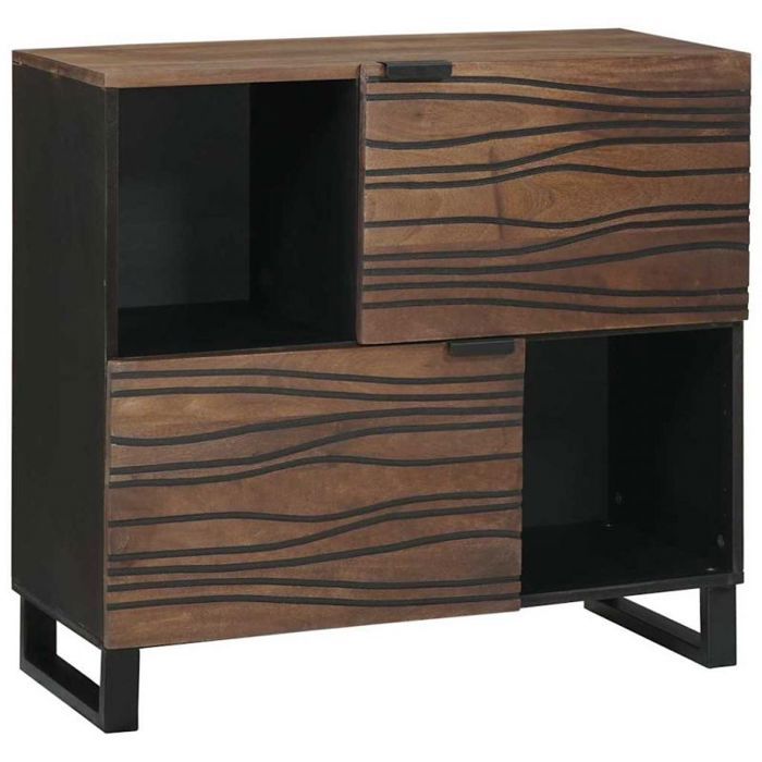 Buffet - VIDAXL - 80 x 33 x 75 cm - Bois de manguier massif - Pieds en fer noir - Style campagne