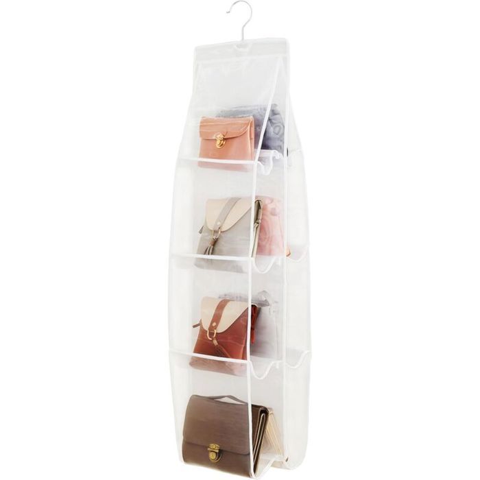 Pochette transparente à suspendre au mur sac de rangement transparent pour articles divers en cuir avec cintre (couleur : 8 poche