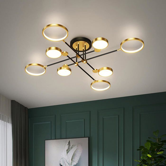 Lampe de plafond LED Lumière Salon Lustre Circle Chambre à coucher Lampe Dimmable avec télécommande Chambre à coucher