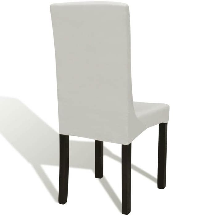 Housses de chaise élastiques - MEUBLECHIC - Lot de 6 - Crème - 46-55 cm hauteur dossier - 37-45 cm longueur siège