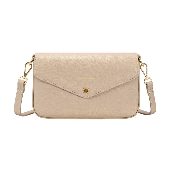 David Jones Paris - Mini Pochette Sacoche Femme - Sac bandoulière porté travers Similicuir PU - Taille Mini - Couleur Beige