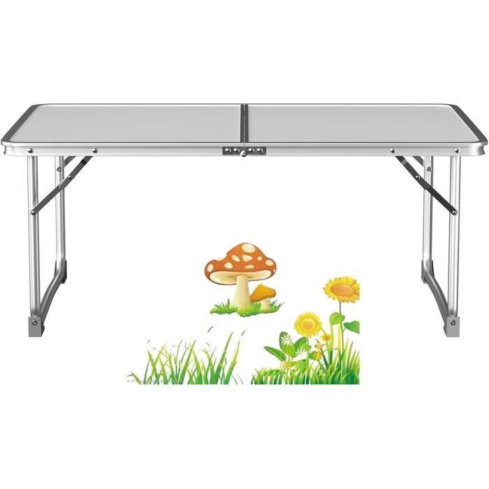 Table de camping pliable taille 60x40x26 cm adaptée à lextérieur à lintérieur et à létabli blanche.