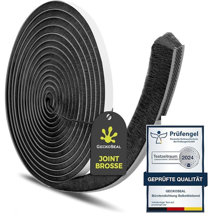 6 m Joint Brosse 9 mm (L) x 5 mm (é) Joint Porte Coulissante Autocollante Anti-poussière Taille - 15mm 6M - Noir