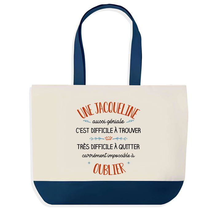 Tote bag - PLANETEE - de Shopping bleu Jacqueline Aussi Géniale - Coton - Bleu imprimé - Grande contenance