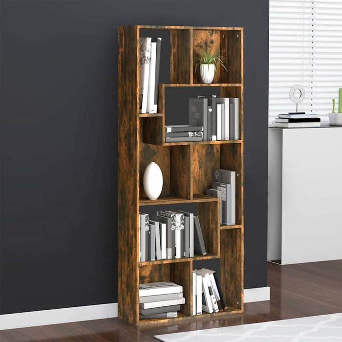 Bibliothèque intérieure - vidaXL - Étagère haut pour salon - bois dingénierie - chêne fumé - 67 x 24 x 161 cm@ktg50w