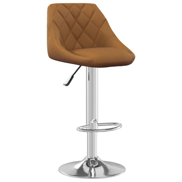 Les SoldesTabouret de bar - Tabouret Cuisine - (1 pc) - Siège haute - Marron Velours(46x44x(82-103) cm) anq19w