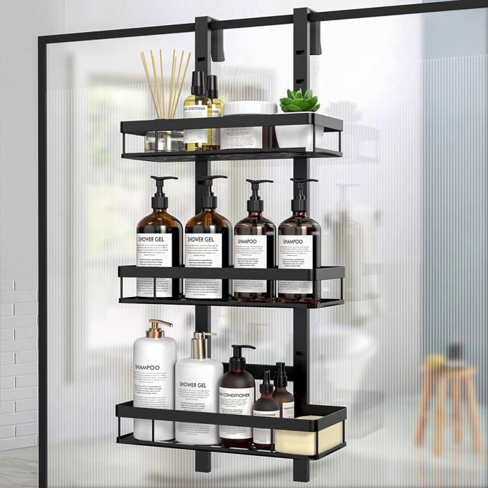 Etagere Douche à Suspendre Pte Gel Douche Salle de Bain Noir  Etagere Douche S Percage Rangement et ganisat SUPPORT A ACCESSOIRE