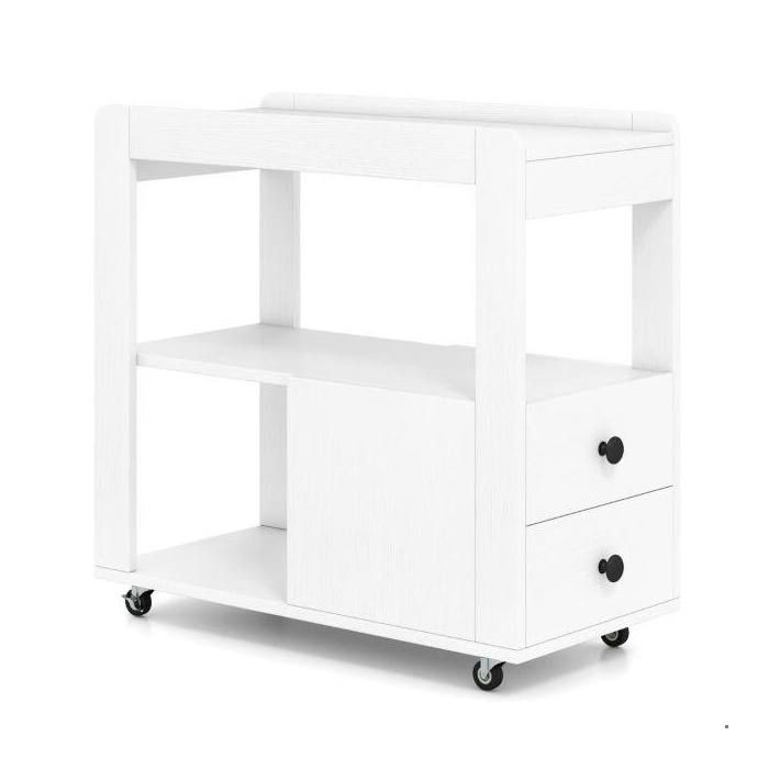 65 x 30 x 62 cm table dappoint à roulettes 2 tiroirs et 3 étagères rangement pour salon chambre bureau