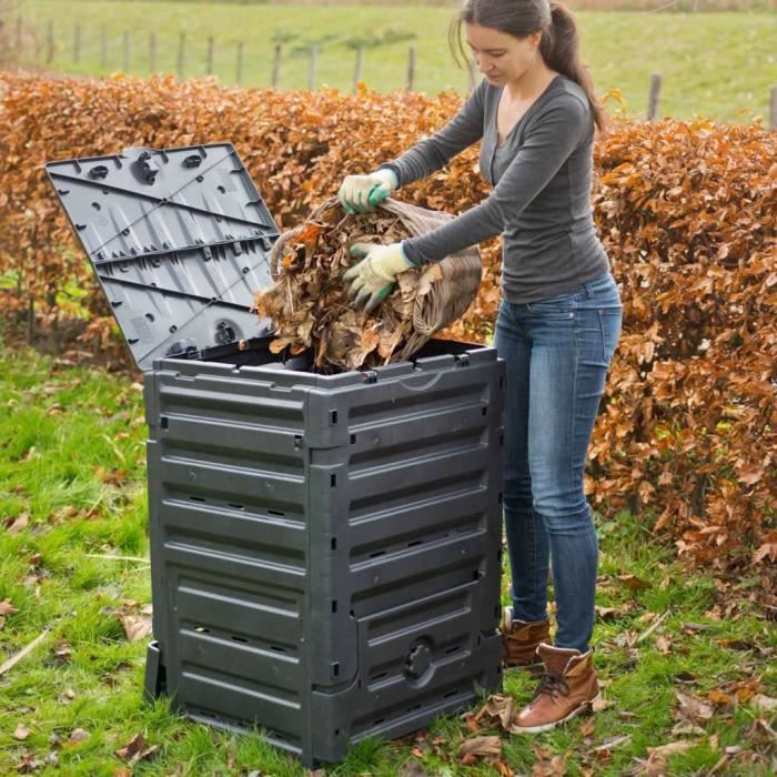 Outsunny Composteur de Jardin - bac à Compost pour déchets - Rotatif 360° -  Double Chambre 160 L - Acier PP Gris