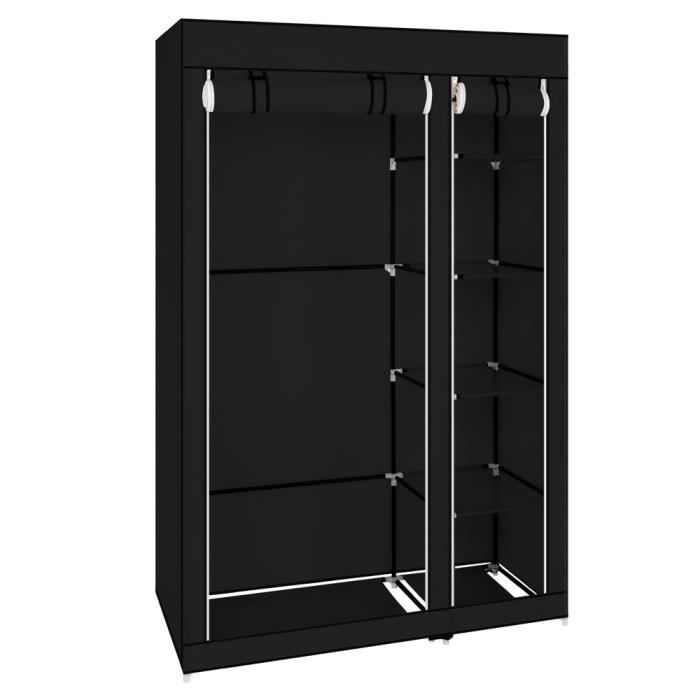 Armoire Penderie à 6 Compartiments en Tissu 107 cm x 175 cm x 45 cm Noir