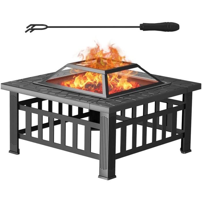 brasero de table Brasero avec grille de barbecue terrasse chauffage de jardin barbecue bac à glace avec housse imperméable 
