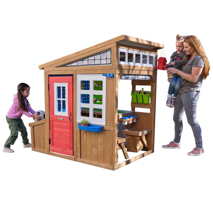 KidKraft - Maisonnette d'extérieur pour enfant Hobby Workshop en bois - atelier de bricolage avec accessoires inclus