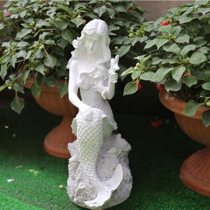 Sculptures d'animaux de jardin Sirène Figurine Résine Imperméable Jardin Statue Pour La Cour
