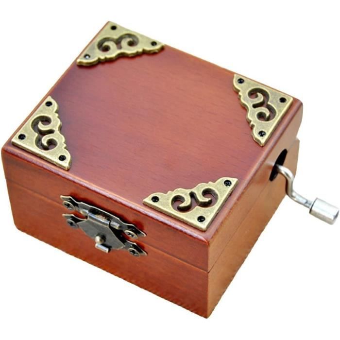 UTI Creative Holz-Spieluhr – 18 Noten, Aufziehwerk, 12x7,5x5 Cm, Handgeschnitztes Design