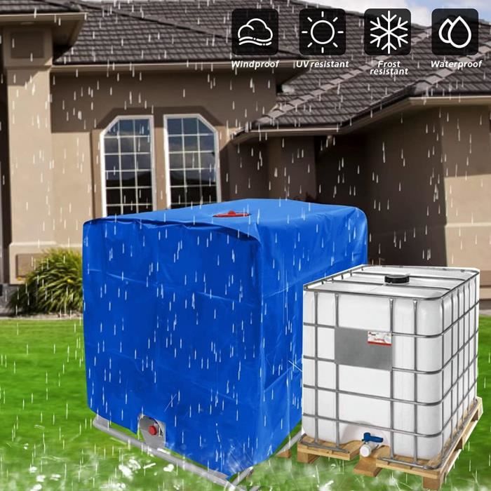 Housse De Protection Pour Réservoir IBC 1000L - Tissu Oxford Noir Imperméable Et Anti-UV - 120x100x116 Cm